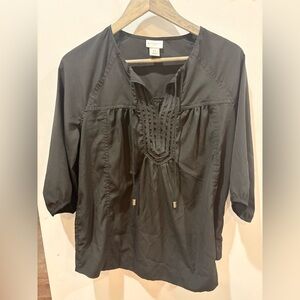 Motherhood Black Pleated Blouse